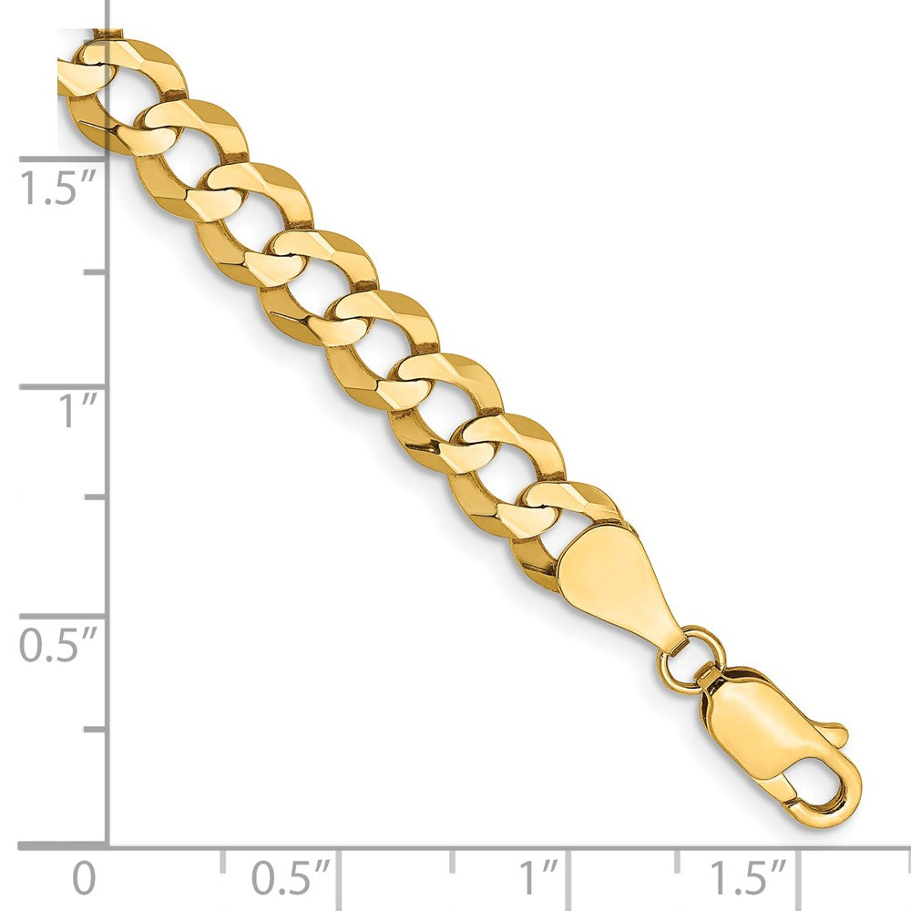 14K Gelbgold 7.2mm Leicht Flach Kubanisch mit Karabinerverschluss Gliederarmband