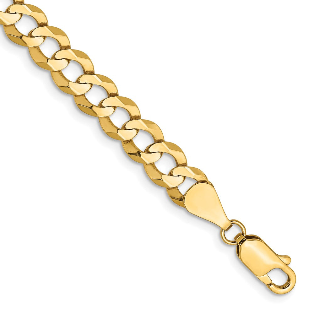 14K Gelbgold 7.2mm Leicht Flach Kubanisch mit Karabinerverschluss Gliederarmband