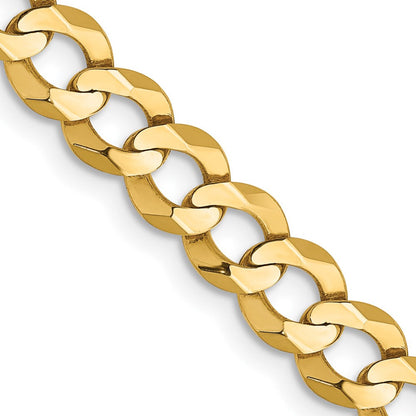 14K Gelbgold 7.2mm Leicht Flach Kubanisch mit Karabinerverschluss Halskette