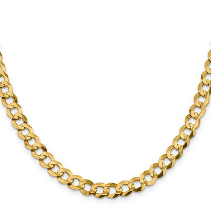 14K Gelbgold 8.3mm Leicht Flach Kubanisch mit Karabinerverschluss Halskette