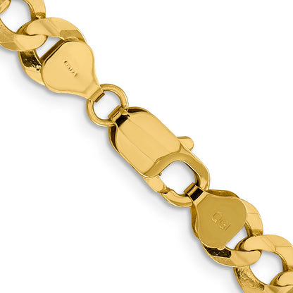 14K Gelbgold 8.3mm Leicht Flach Kubanisch mit Karabinerverschluss Halskette