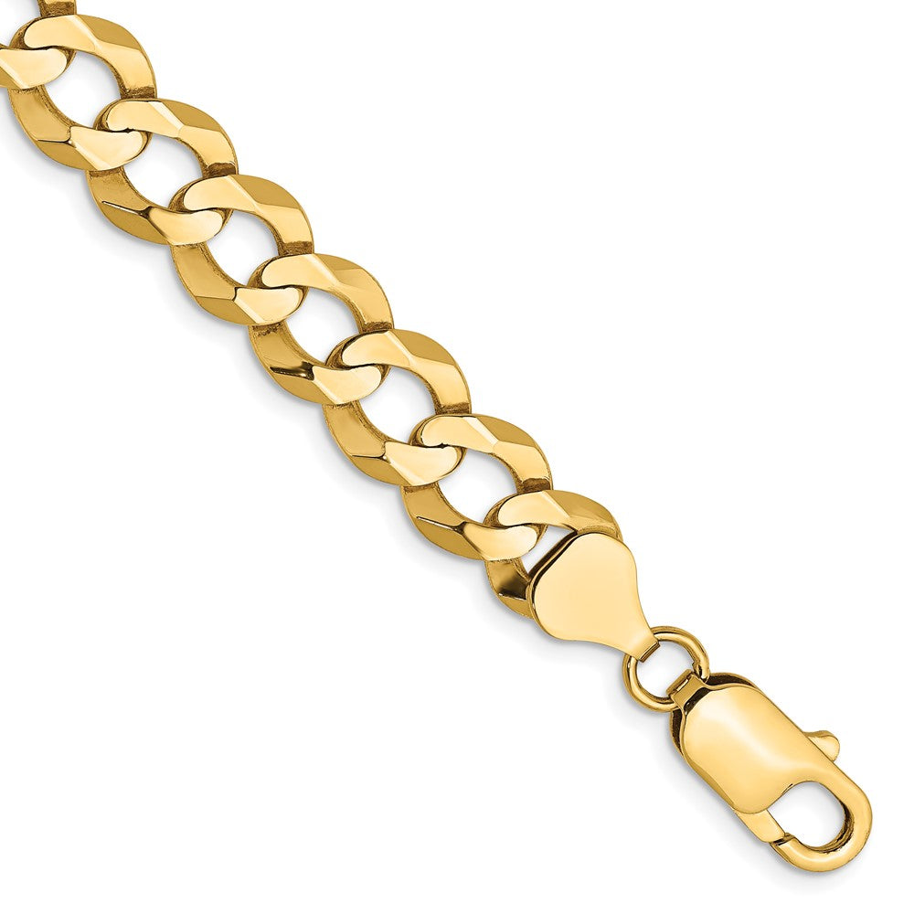 14K Gelbgold 8.3mm Leicht Flach Kubanisch mit Karabinerverschluss Gliederarmband