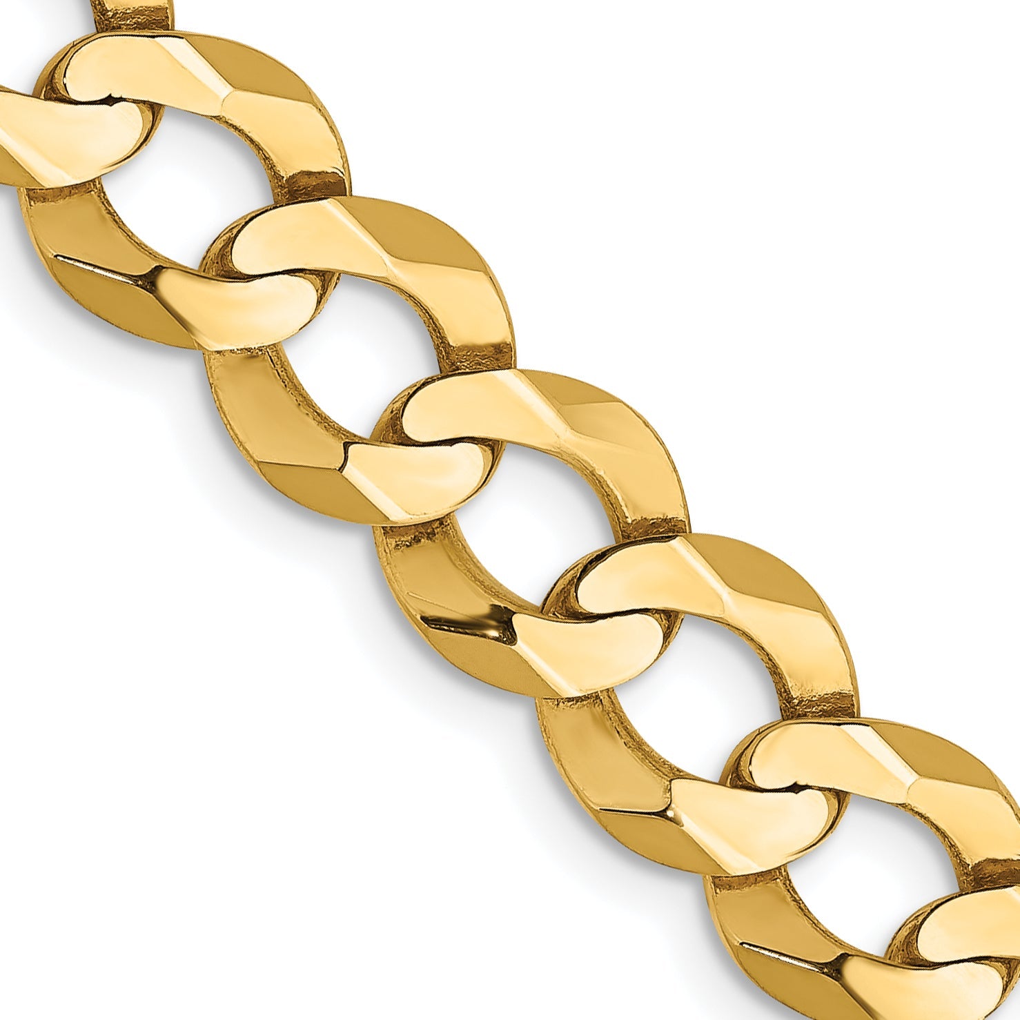 14K Gelbgold 8.3mm Leicht Flach Kubanisch mit Karabinerverschluss Halskette