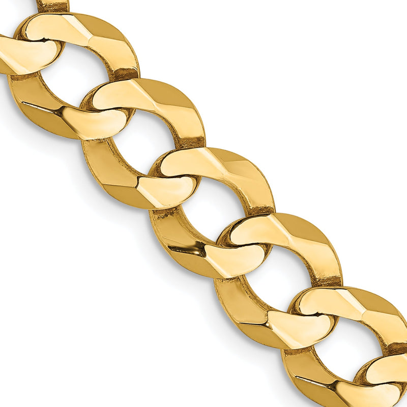 14K Gelbgold 8.3mm Leicht Flach Kubanisch mit Karabinerverschluss Halskette