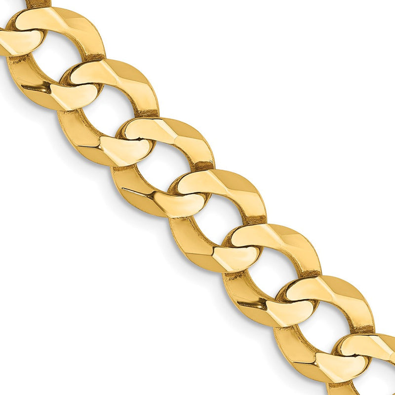 14K Gelbgold 9.4mm Leicht Flach Kubanisch Halskette