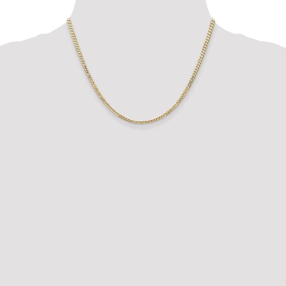 14K Gelbgold 3mm Offen Konkav Panzer mit Karabinerverschluss Halskette