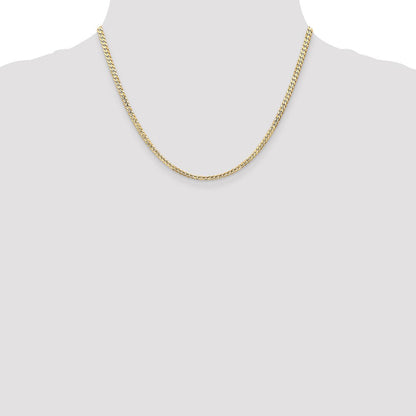 14K Gelbgold 3mm Offen Konkav Panzer mit Karabinerverschluss Halskette