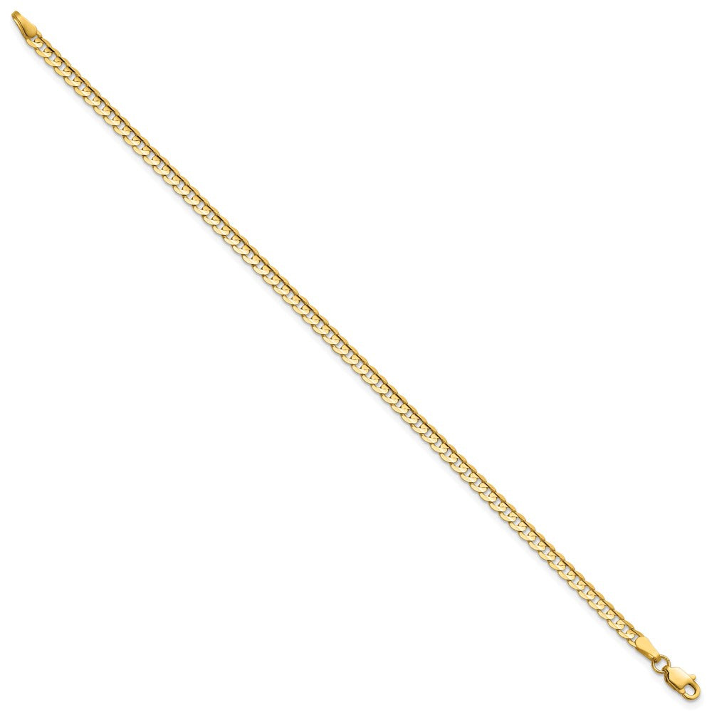 14K Gelbgold 3mm Offen Konkav Panzer mit Karabinerverschluss Gliederarmband