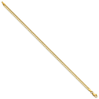 14K Gelbgold 3mm Offen Konkav Panzer mit Karabinerverschluss Gliederarmband