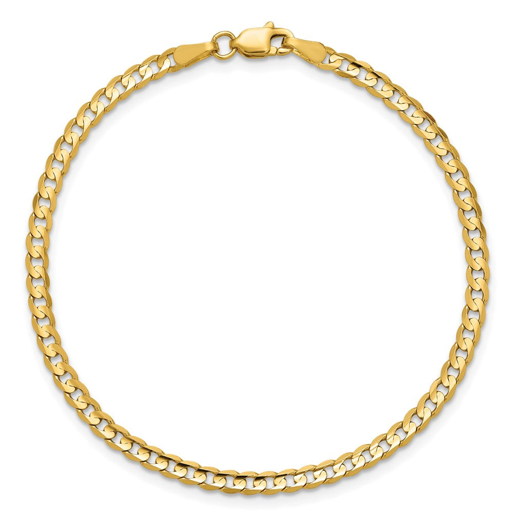 14K Gelbgold 3mm Offen Konkav Panzer mit Karabinerverschluss Gliederarmband