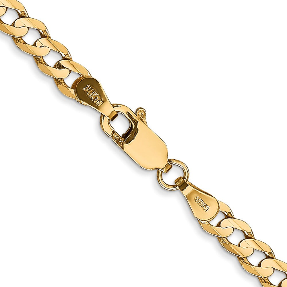 14K Gelbgold 3.8mm Offen Konkav Panzer mit Karabinerverschluss Halskette