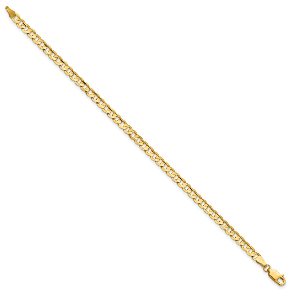 14K Gelbgold 3.8mm Offen Konkav Panzer mit Karabinerverschluss Gliederarmband