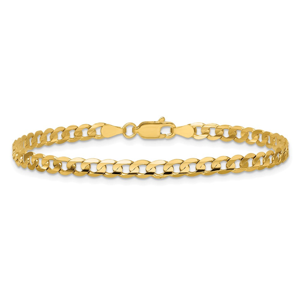 14K Gelbgold 3.8mm Offen Konkav Panzer mit Karabinerverschluss Gliederarmband