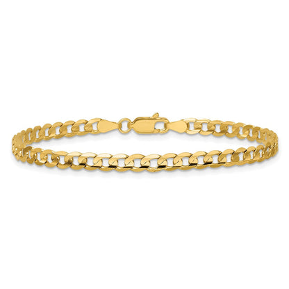 14K Gelbgold 3.8mm Offen Konkav Panzer mit Karabinerverschluss Gliederarmband