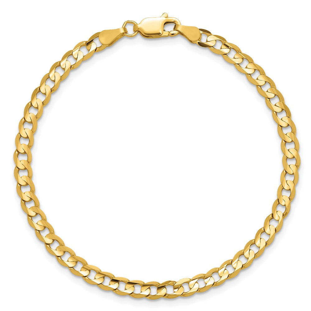 14K Gelbgold 3.8mm Offen Konkav Panzer mit Karabinerverschluss Gliederarmband