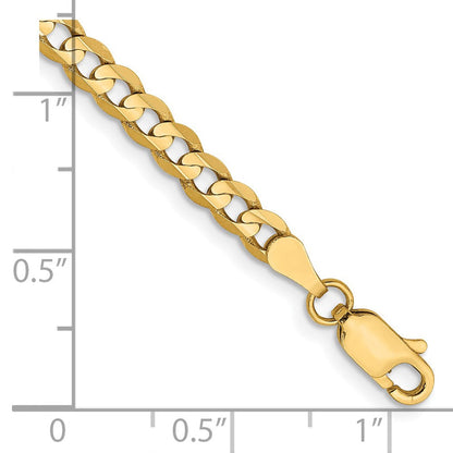 14K Gelbgold 3.8mm Offen Konkav Panzer mit Karabinerverschluss Gliederarmband