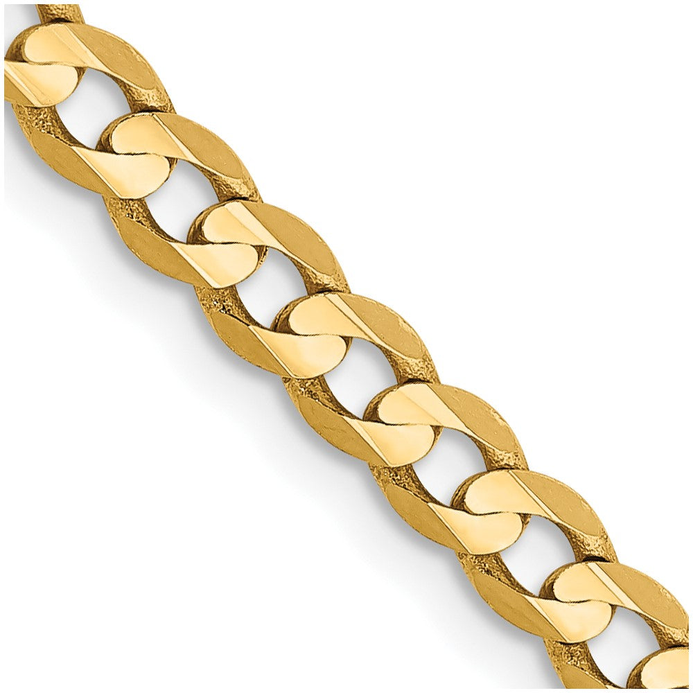 14K Gelbgold 3.8mm Offen Konkav Panzer mit Karabinerverschluss Halskette