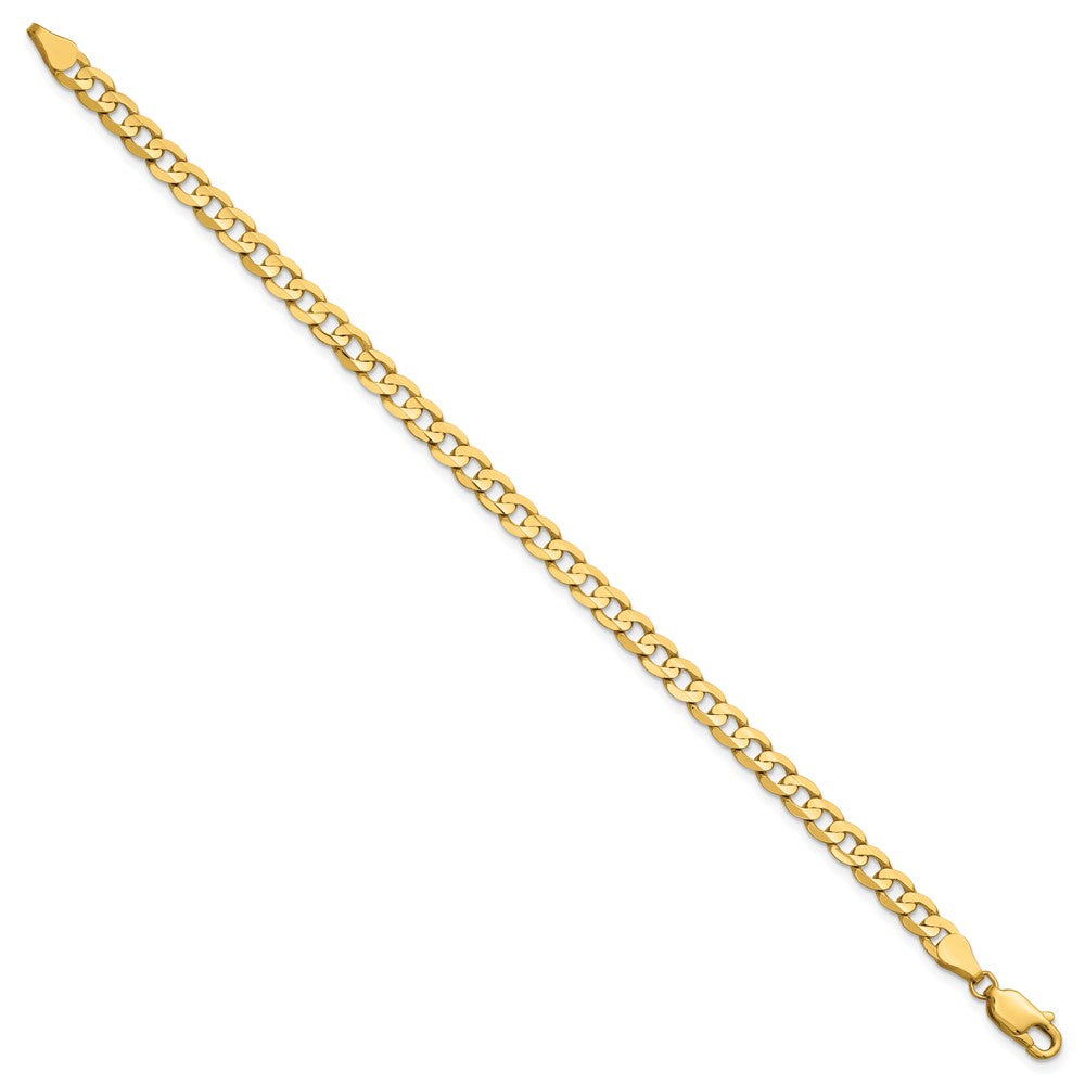 14K Gelbgold 4.5mm Offen Konkav Panzer mit Karabinerverschluss Gliederarmband