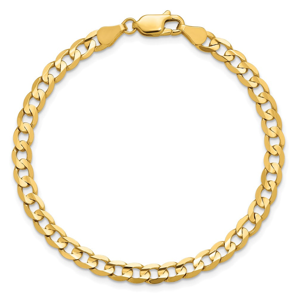 14K Gelbgold 4.5mm Offen Konkav Panzer mit Karabinerverschluss Gliederarmband