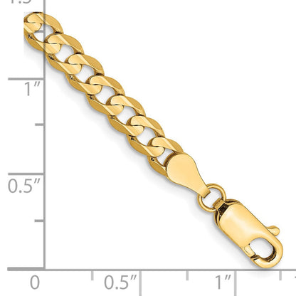 14K Gelbgold 4.5mm Offen Konkav Panzer mit Karabinerverschluss Gliederarmband