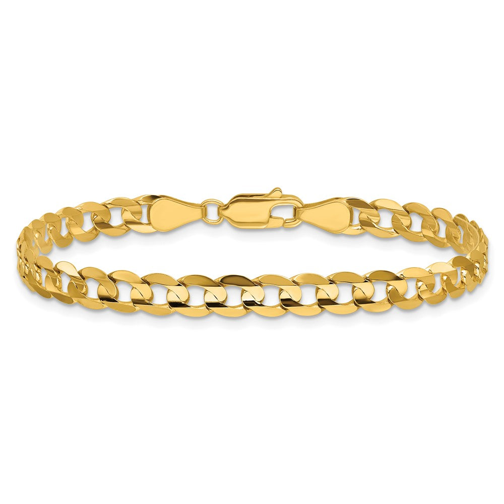 14K Gelbgold 5.25mm Offen Konkav Panzer mit Karabinerverschluss Gliederarmband