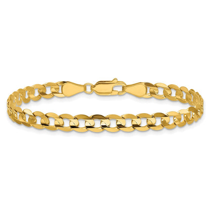 14K Gelbgold 5.25mm Offen Konkav Panzer mit Karabinerverschluss Gliederarmband
