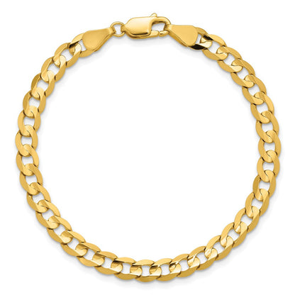 14K Gelbgold 5.25mm Offen Konkav Panzer mit Karabinerverschluss Gliederarmband