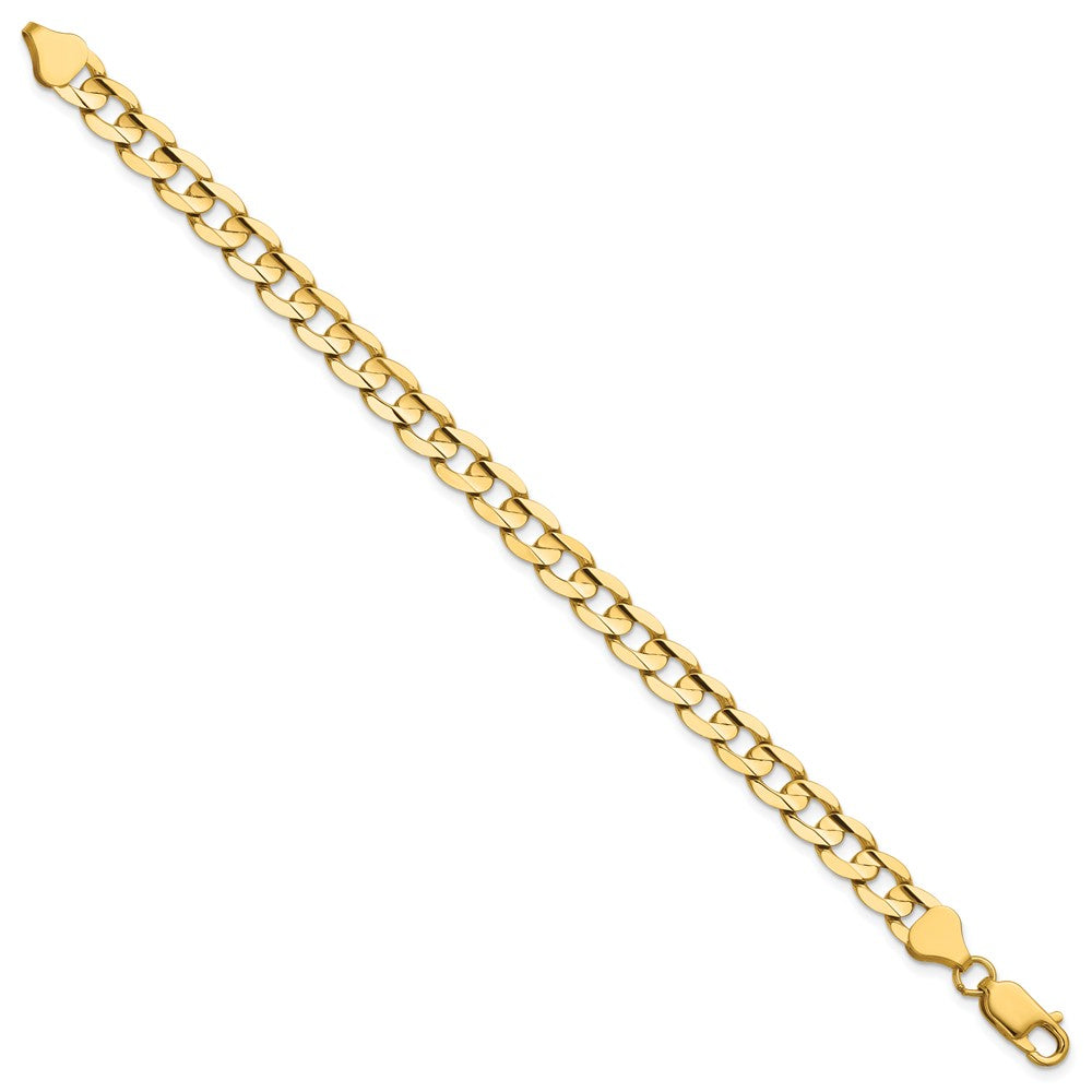 14K Gelbgold 6.75mm Offen Konkav Panzer mit Karabinerverschluss Gliederarmband