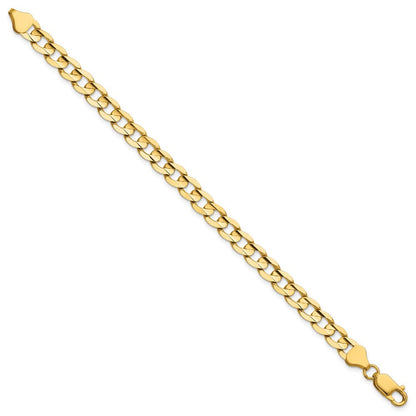 14K Gelbgold 6.75mm Offen Konkav Panzer mit Karabinerverschluss Gliederarmband
