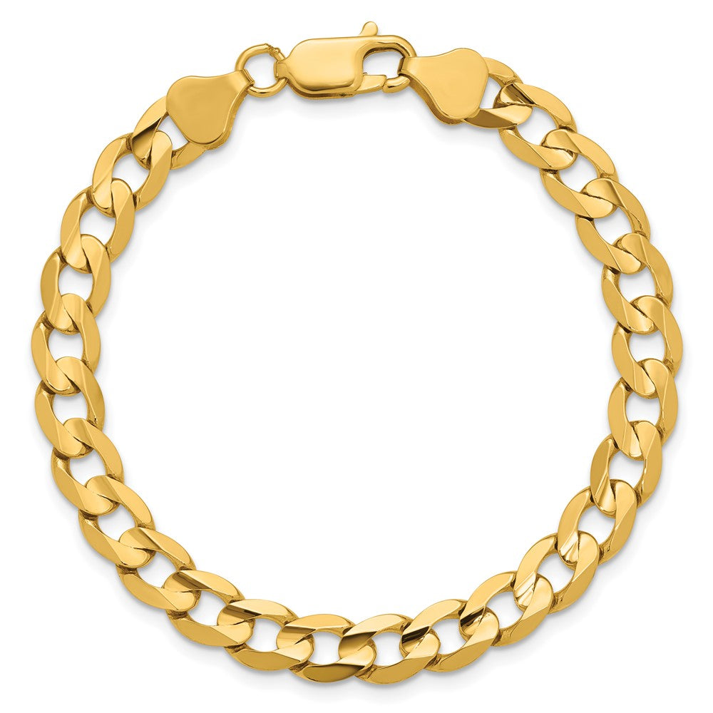 14K Gelbgold 6.75mm Offen Konkav Panzer mit Karabinerverschluss Gliederarmband