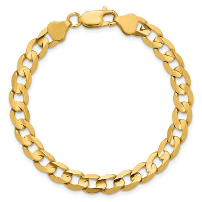 14K Gelbgold 6.75mm Offen Konkav Panzer mit Karabinerverschluss Gliederarmband
