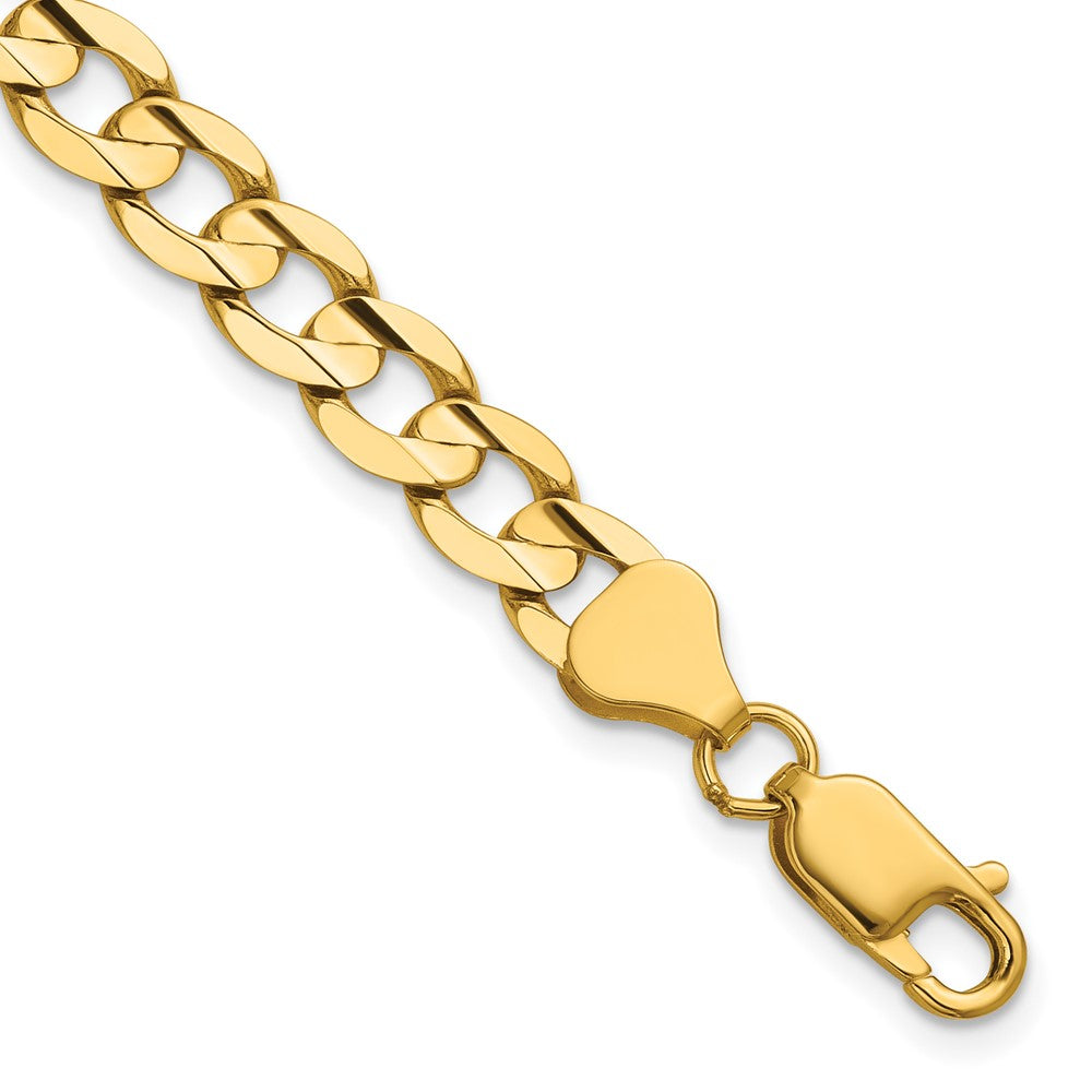 14K Gelbgold 6.75mm Offen Konkav Panzer mit Karabinerverschluss Gliederarmband