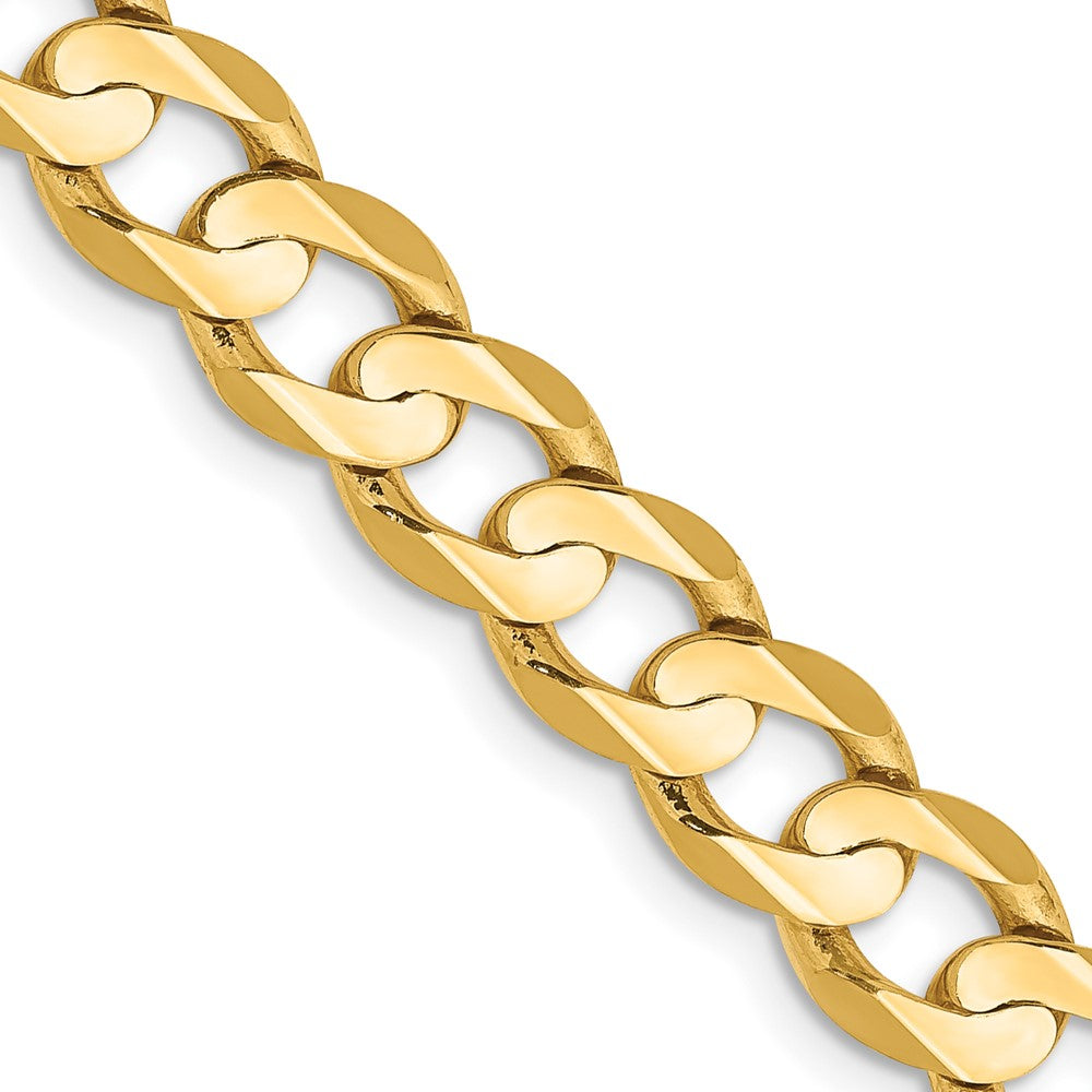 14K Gelbgold 6.75mm Offen Konkav Panzer mit Karabinerverschluss Halskette