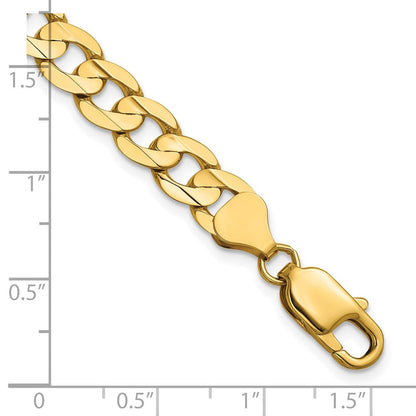 14K Gelbgold 7.5mm Offen Konkav Panzer mit Karabinerverschluss Halskette