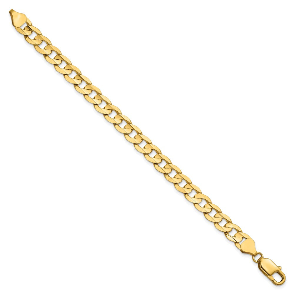 14K Gelbgold 7.5mm Offen Konkav Panzer mit Karabinerverschluss Gliederarmband