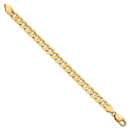 14K Gelbgold 7.5mm Offen Konkav Panzer mit Karabinerverschluss Gliederarmband