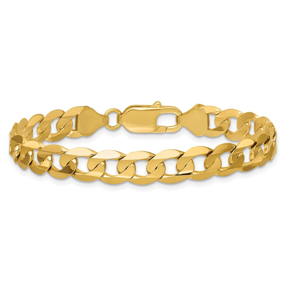 14K Gelbgold 7.5mm Offen Konkav Panzer mit Karabinerverschluss Gliederarmband