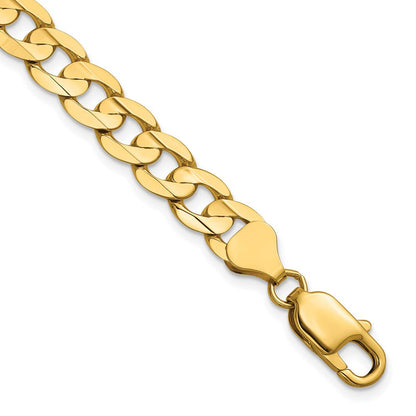 14K Gelbgold 7.5mm Offen Konkav Panzer mit Karabinerverschluss Gliederarmband