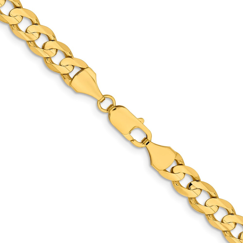 14K Gelbgold 8.5mm Offen Konkav Panzer mit Karabinerverschluss Halskette