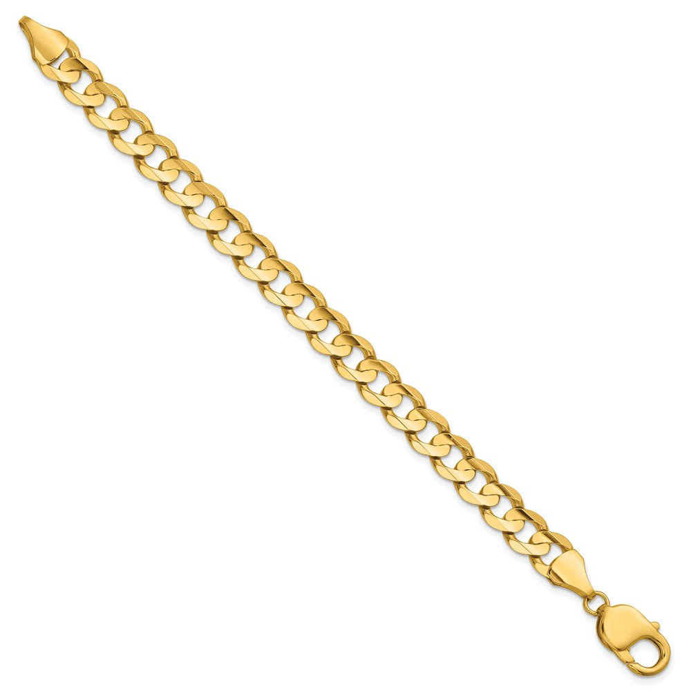 14K Gelbgold 8.5mm Offen Konkav Panzer mit Karabinerverschluss Gliederarmband