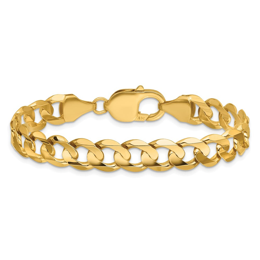 14K Gelbgold 8.5mm Offen Konkav Panzer mit Karabinerverschluss Gliederarmband