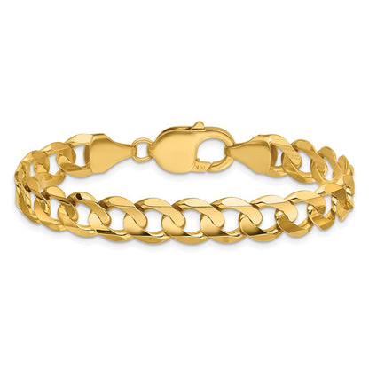 14K Gelbgold 8.5mm Offen Konkav Panzer mit Karabinerverschluss Gliederarmband