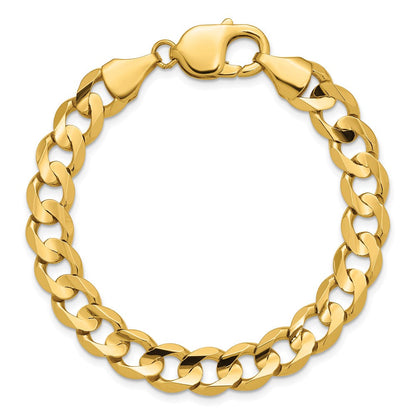 14K Gelbgold 8.5mm Offen Konkav Panzer mit Karabinerverschluss Gliederarmband