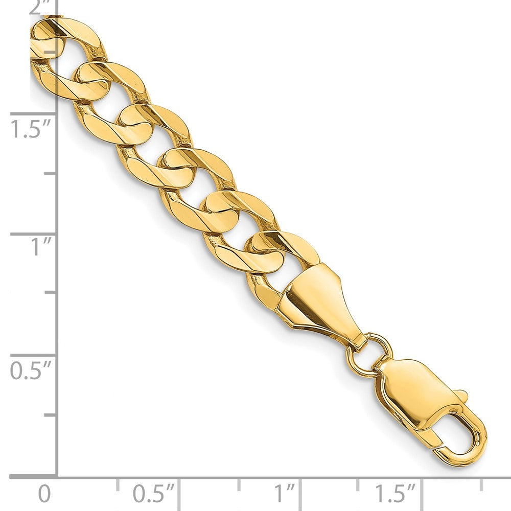 14K Gelbgold 8.5mm Offen Konkav Panzer mit Karabinerverschluss Gliederarmband