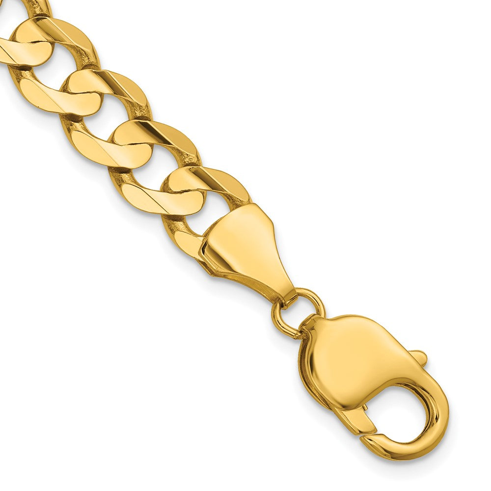 14K Gelbgold 8.5mm Offen Konkav Panzer mit Karabinerverschluss Gliederarmband