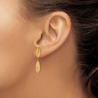 14K Gelbgold Poliert Diamantiert Stecker Ohrhänger