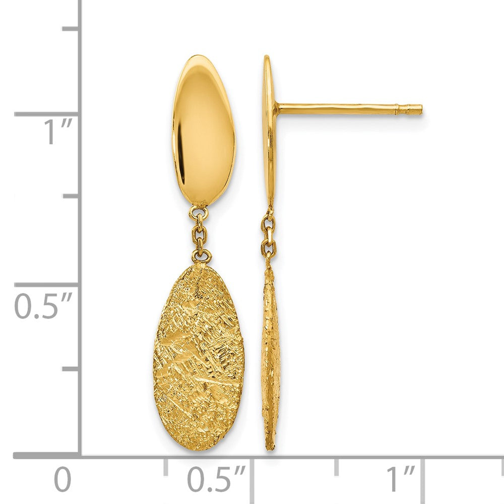 14K Gelbgold Poliert Diamantiert Stecker Ohrhänger