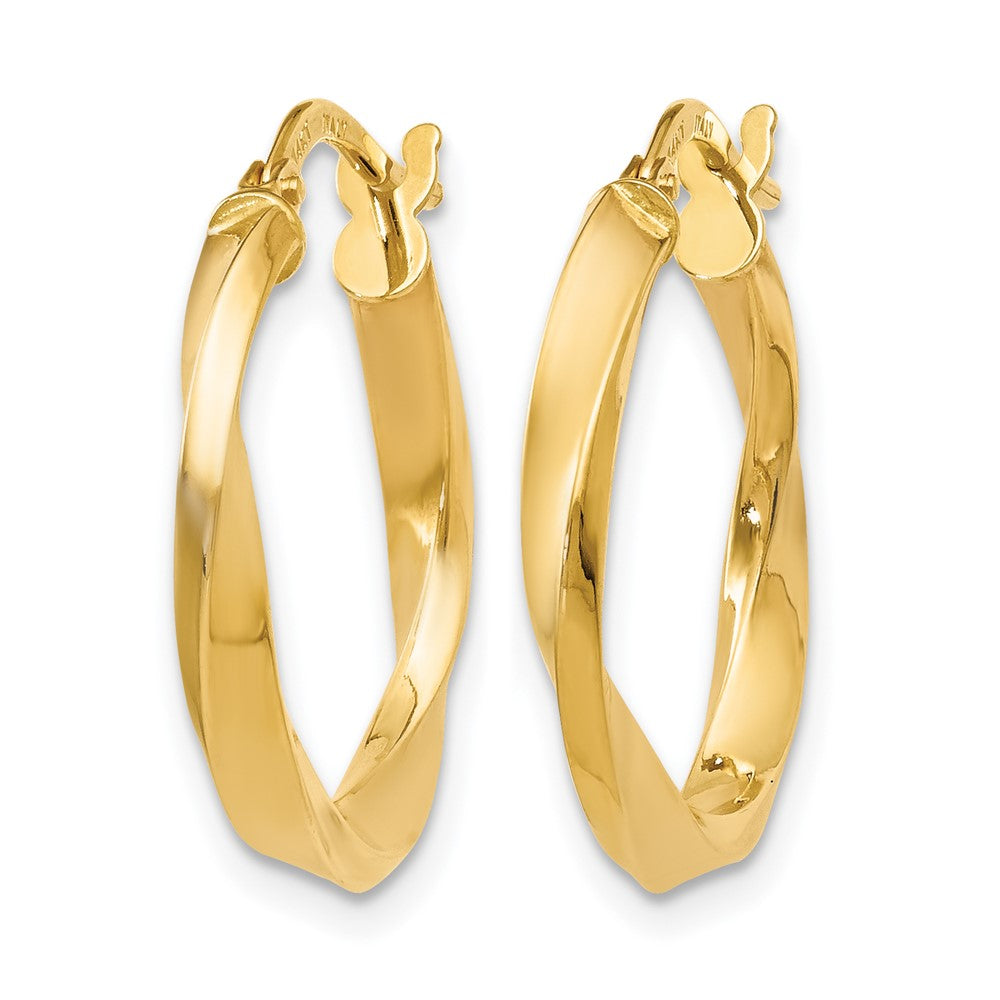14K Gelbgold Poliert Gedreht Creolen