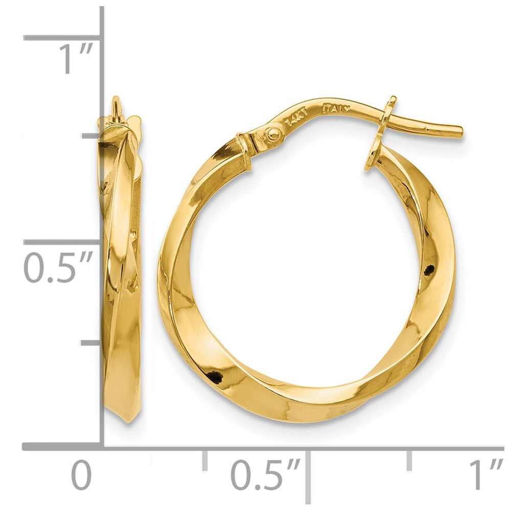 14K Gelbgold Poliert Gedreht Creolen