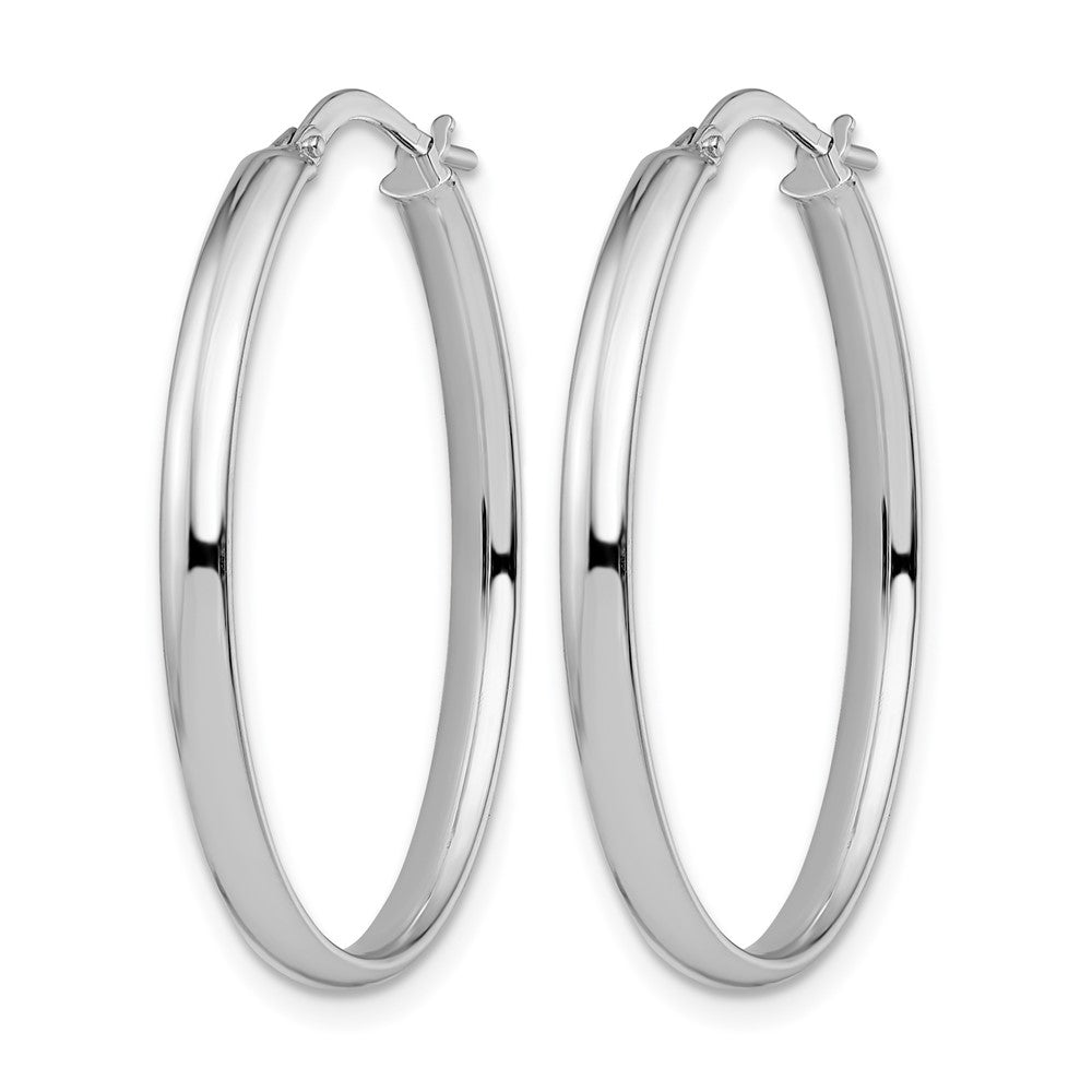 14K Weißgold Poliert Oval Creolen